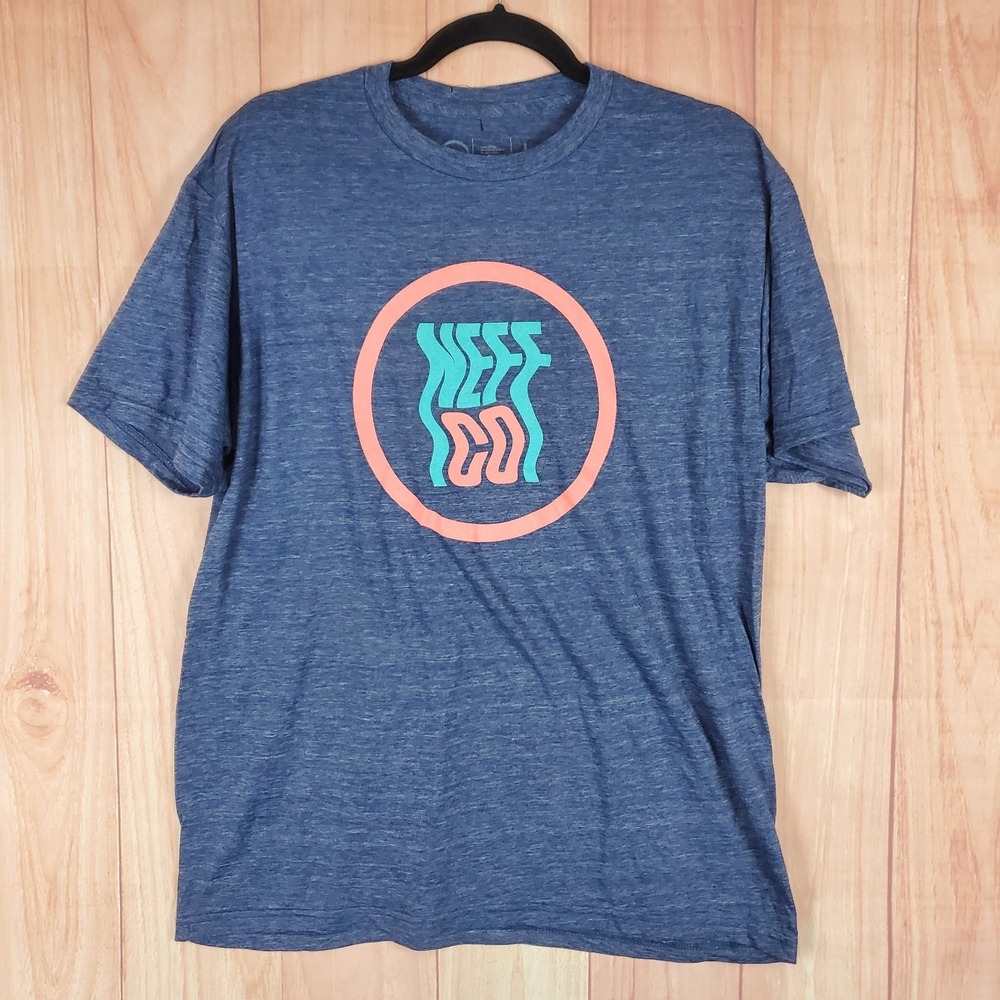 Neff T Shirt Sz Large Heather Blue Cotton Wavy Logo Perfect Fit Everyday Wear